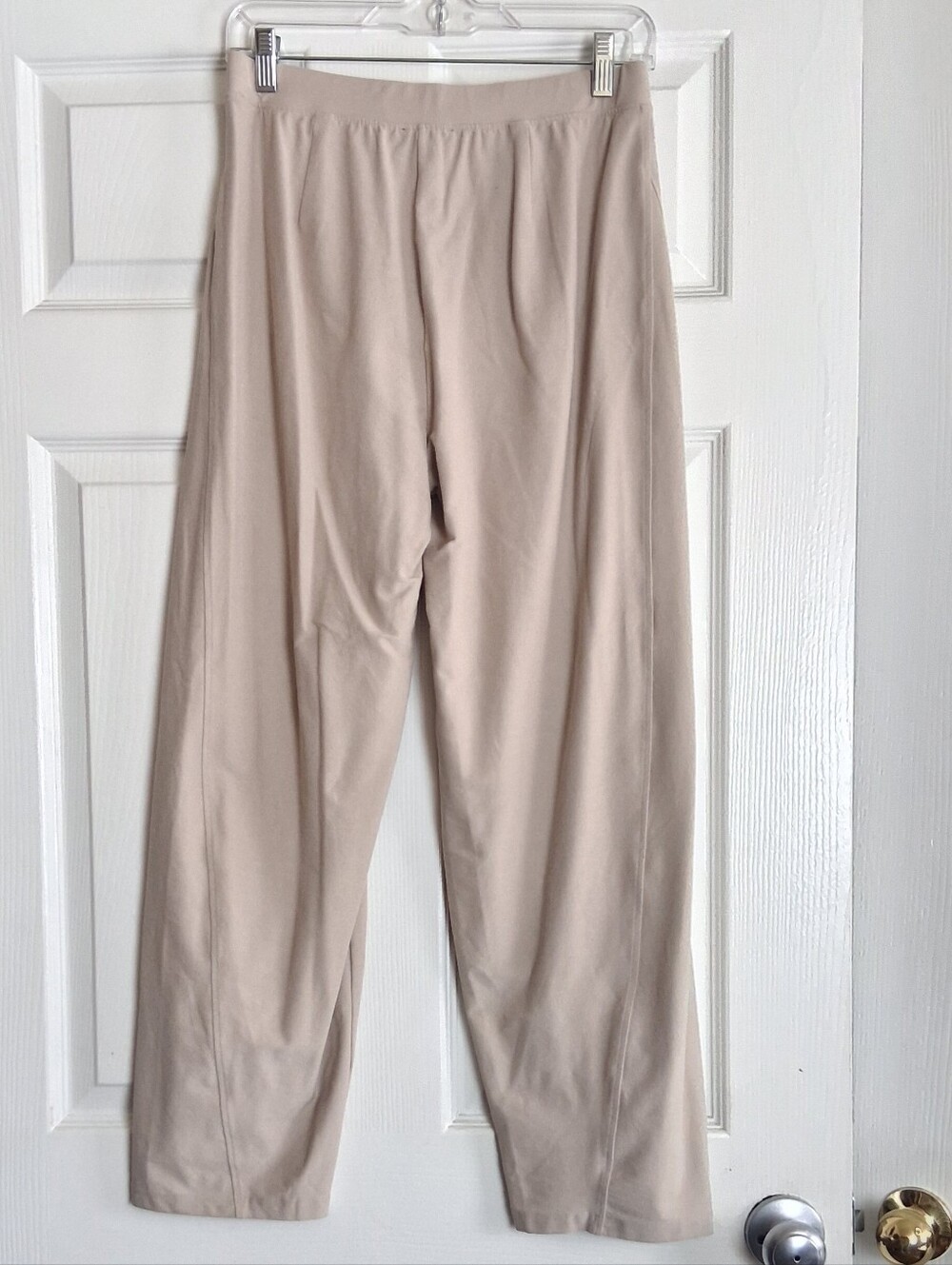 Eileen Fisher Stretch Beige Cropped Crepe Lantern Pull On Pants - Picture 5 of 6